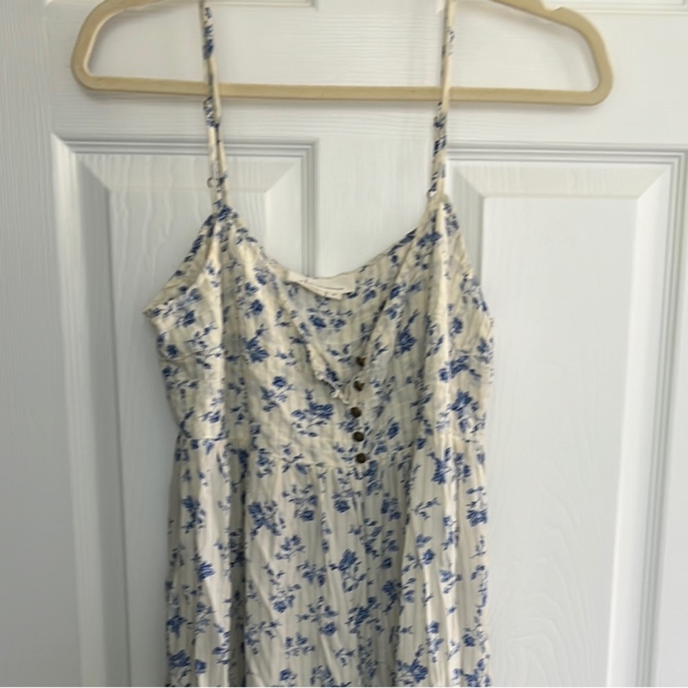 Anthropologie Blue and Gray Spaghetti Strap Sundress